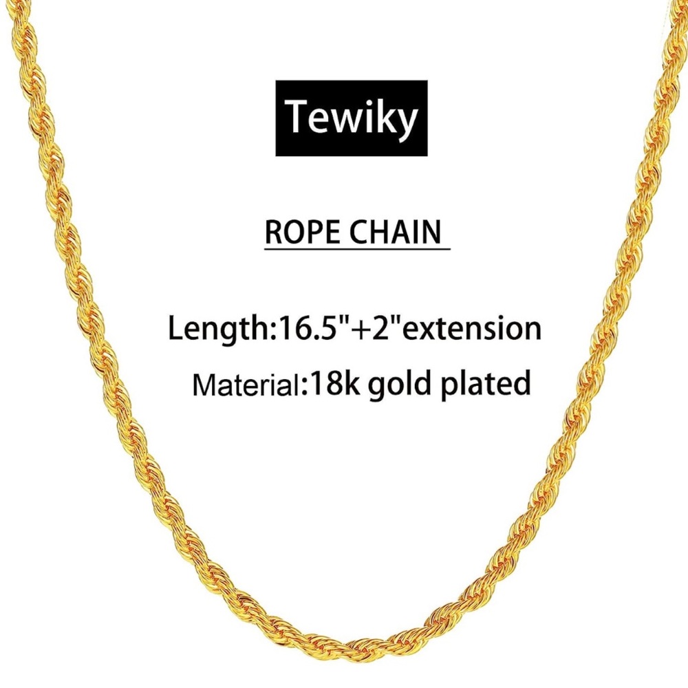 Gold Rope Chain Necklace - Picture 2 of 6